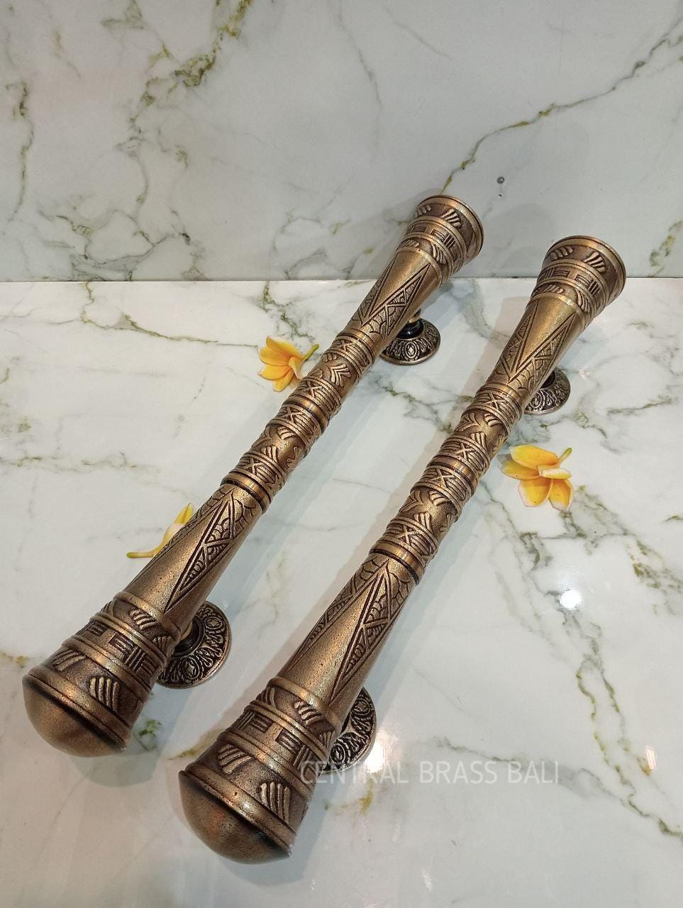 Set of 2pcs 53cm Solid Brass Victorian Door Handle Pulls antique