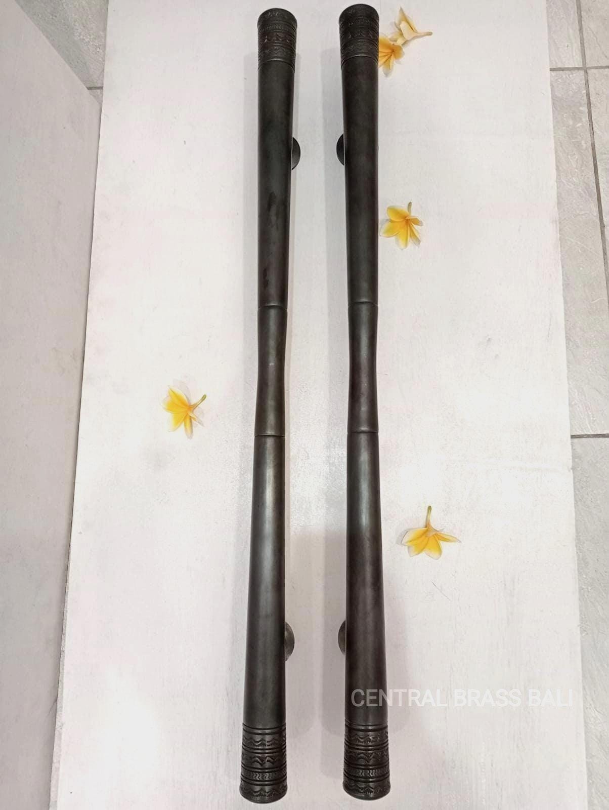 Pair Long Black Brass Door Handles, Vintage Style Gate Pulls, Luxury Main Entrance Door Hardware