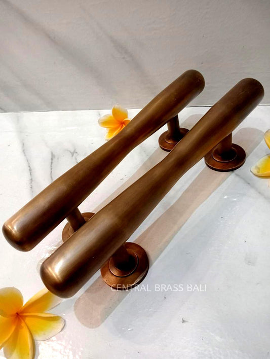 Set of 2 Solid Brass Door Pulls, 30cm Vintage Antique Finish Handles, Classic Entry Door Hardware for Cabinets & Gates