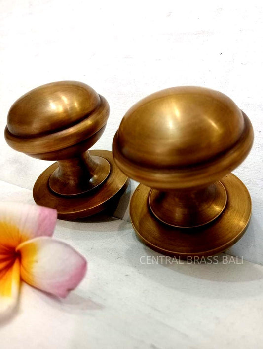 Pair Vintage Brass Door Knobs, Antique Style Solid Brass Door Pulls, Decorative Entry Hardware