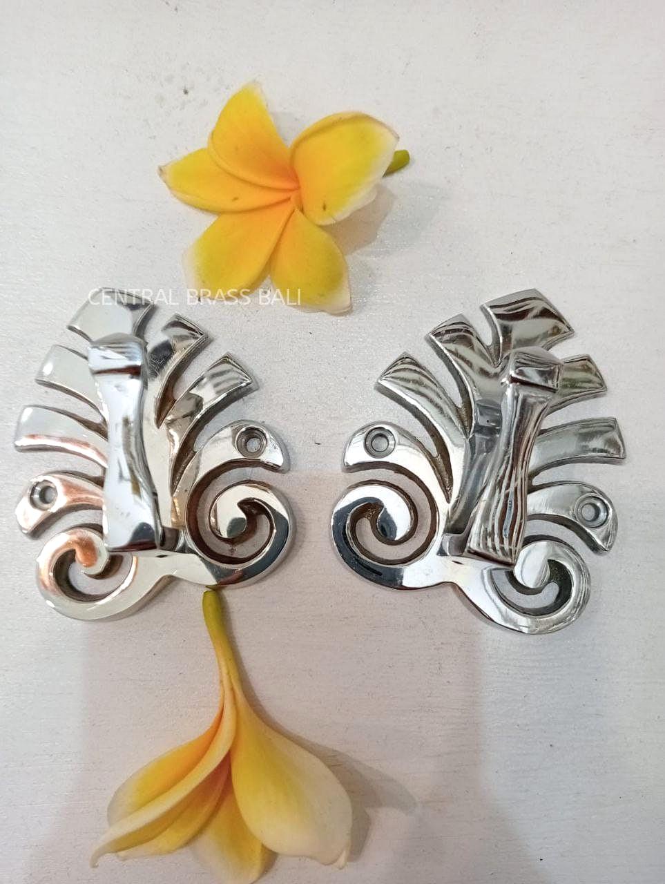 setof 6, Silver Monstera Leaf Wall Hooks, Tropical Decor