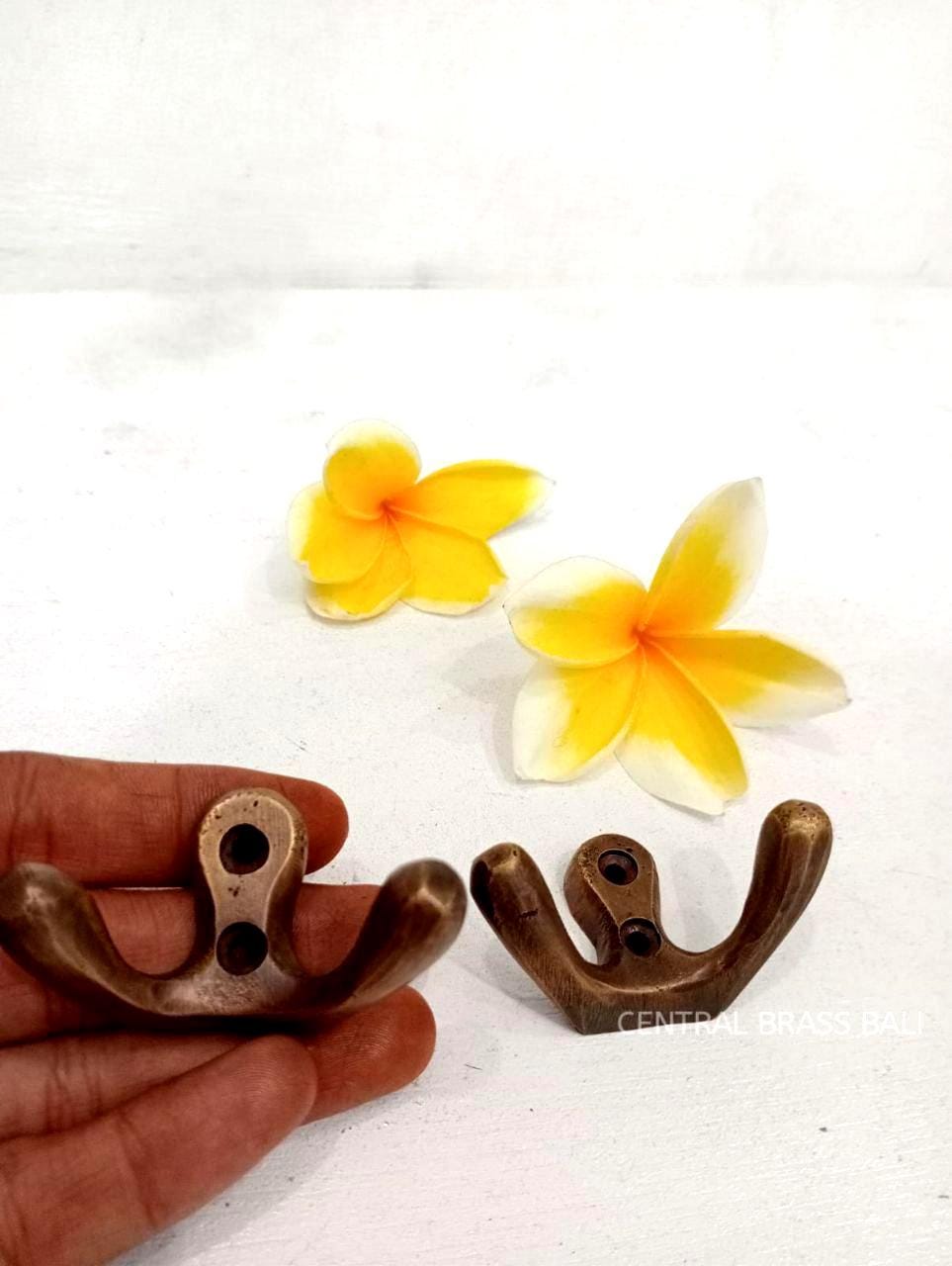 Solid Brass Double Wall Hook – Antique Bronze Rustic Home Decor (10 pcs)