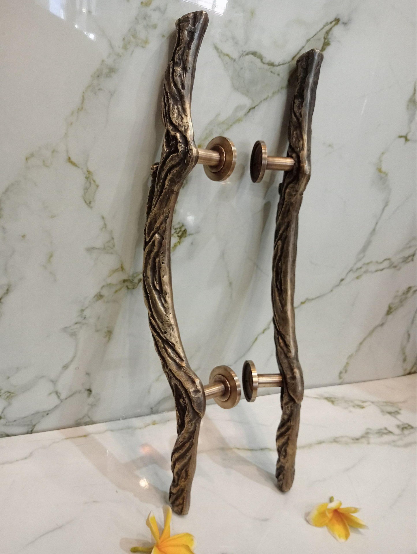 Solid Brass Tree Branch Door Handle Pull –Organic Rustic Luxury Entrance Handle