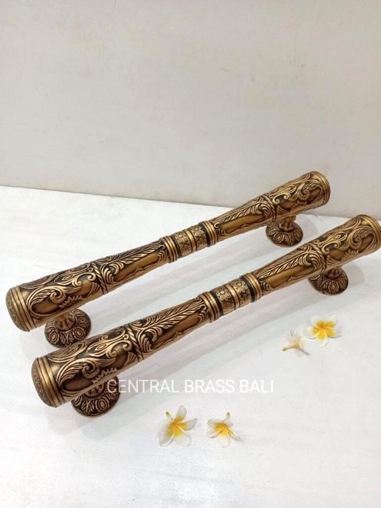Victorian Brass Door Handle Set, French Door Pulls, Entry Decor (2x pcs)