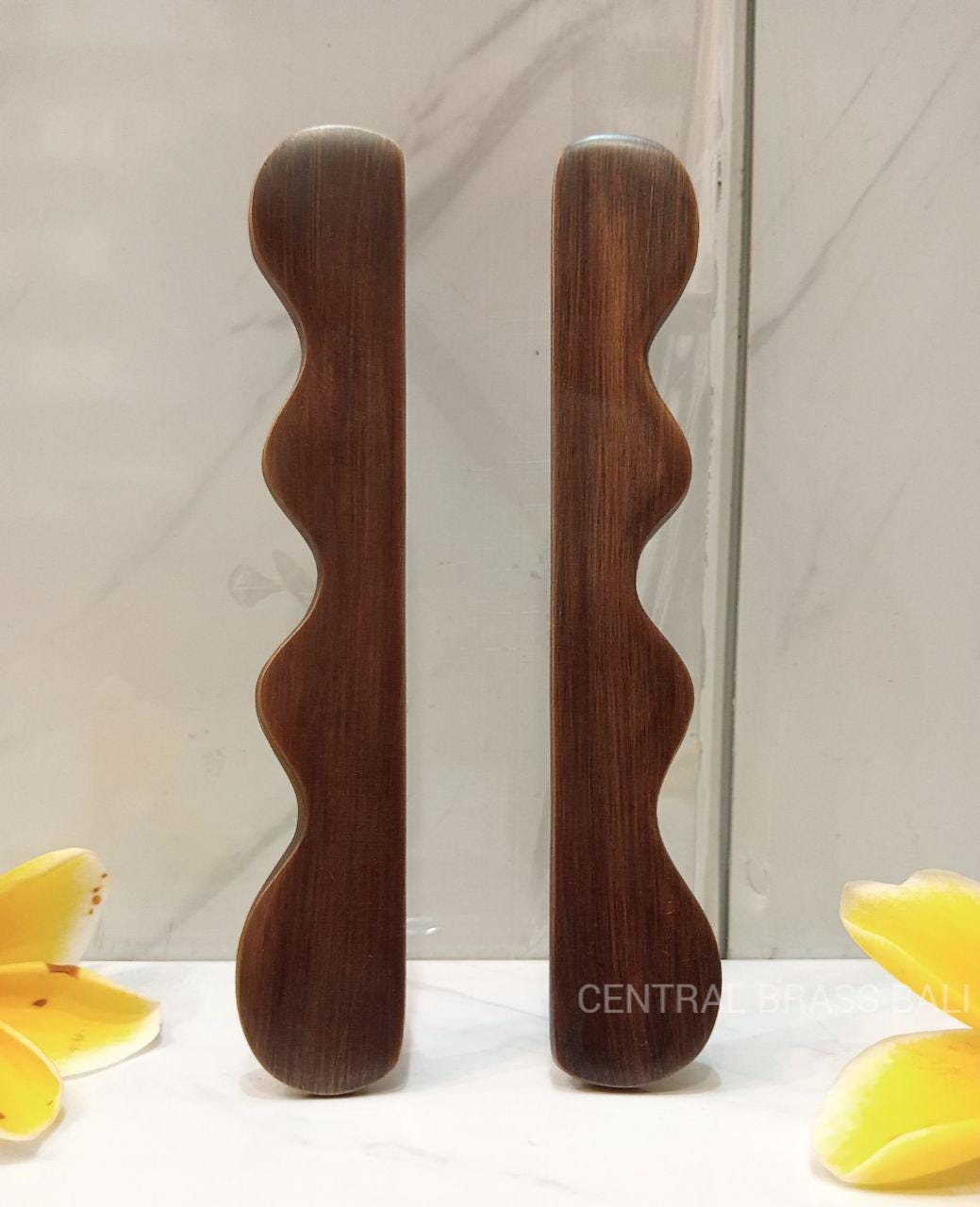 4pcs Wiggle Brass Cabinet Handles, 15 cm Wavy Drawer Pulls