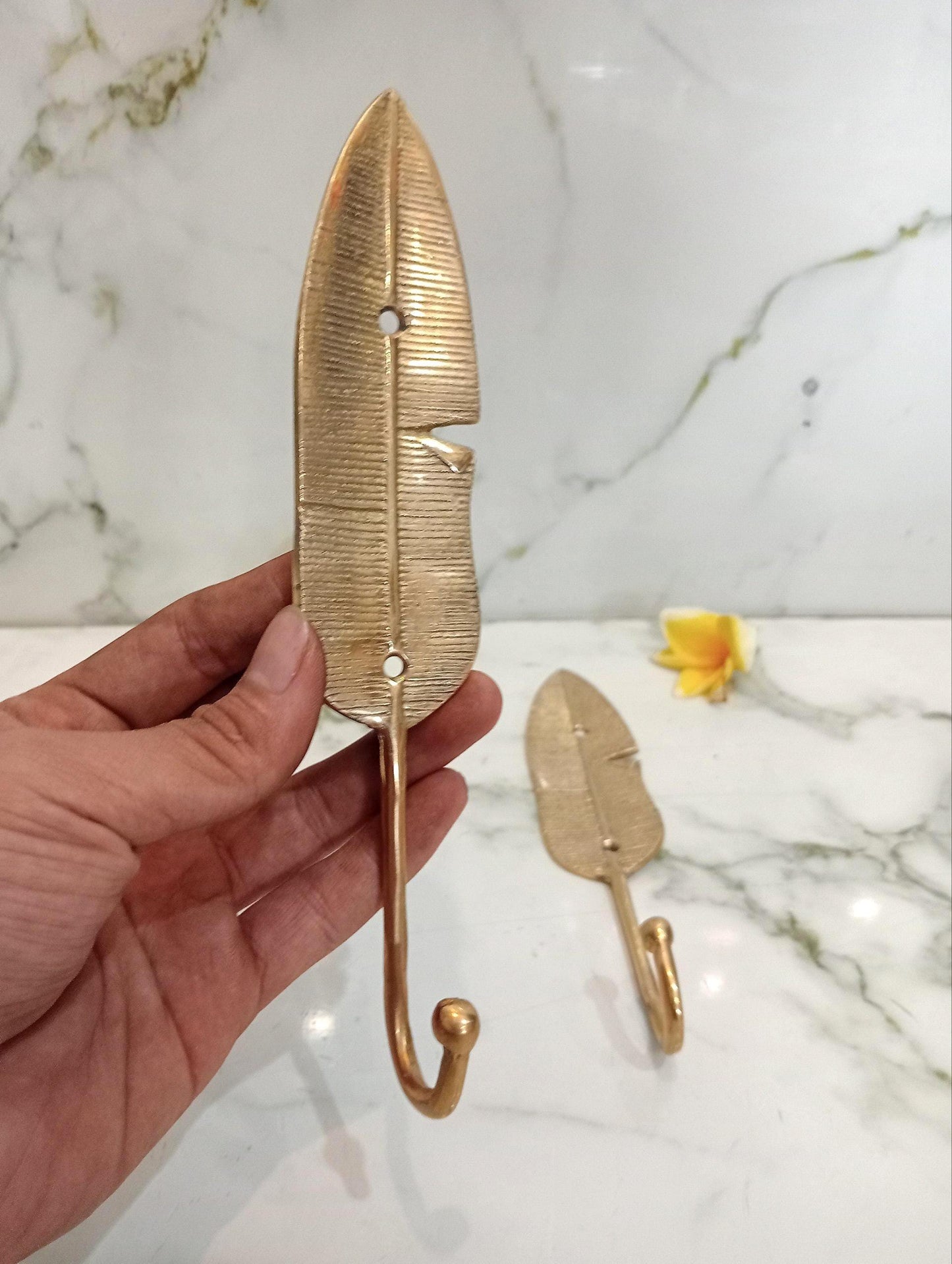 set of 3pcs Brass Banana leafs towel hooks