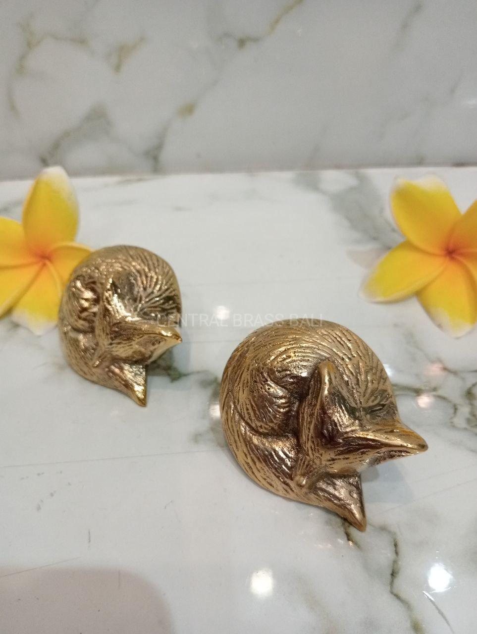 10 pieces gold Brass Sleeping Fox Knob for Drawer Dresser Knobs