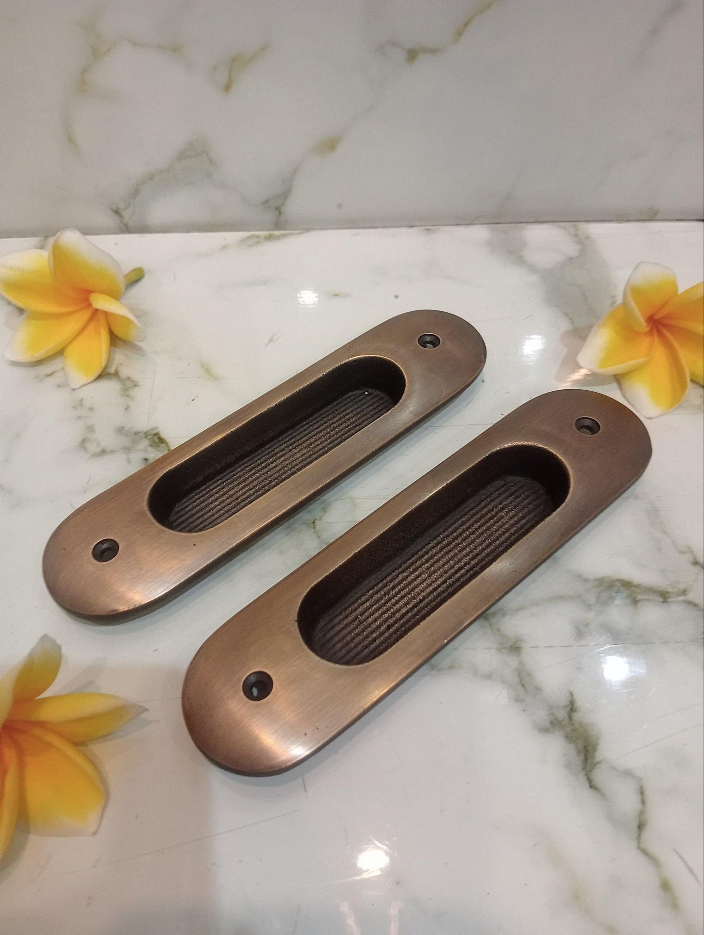 set of 4pcs Solid Brass Flush Pull, Sliding Door Handle (5.78")
