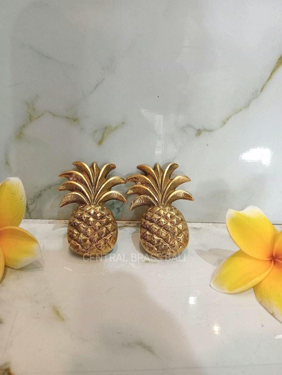 10 pcs Solid Brass Pineapple Knob: Gold Polished Cabinet Handle