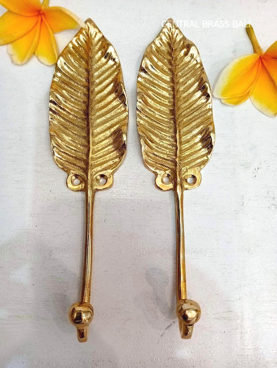 3pcs Solid Brass Banana Leaf Wall Hook | Gold Towel Hanger Fixture v2