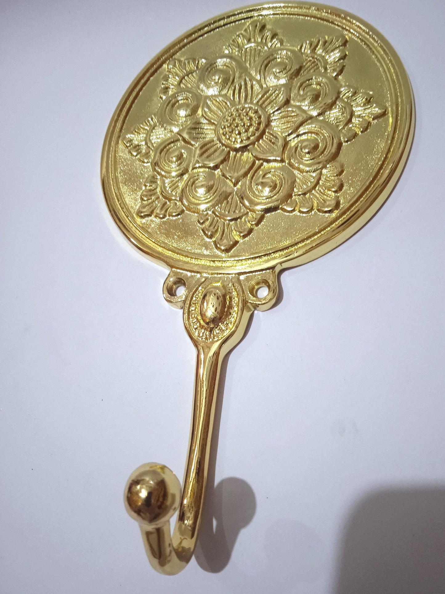 Set of 3 Brass Flower Hook, Hand Cast Decor, 7.08"