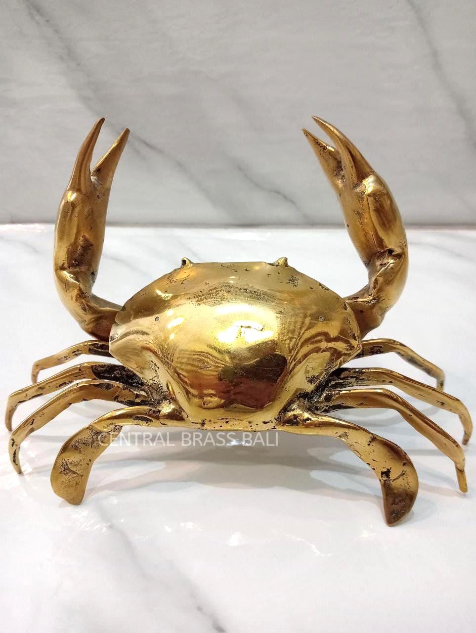 1x Solid Brass Crab Sculpture, Nautical Home Decor, Coastal Brass Figurine, Beach House Accent, Ocean Inspired Decorative Statue