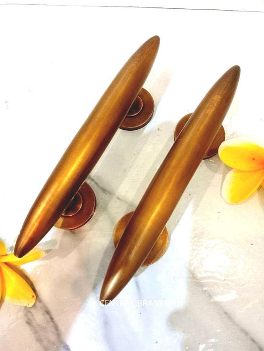 2pcs Art Deco Solid Brass Tapered Horns Door Pull Handles