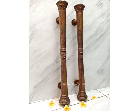 Very Large Brass Victorian Style Door Pull Handle - 100cm Antique Exterior