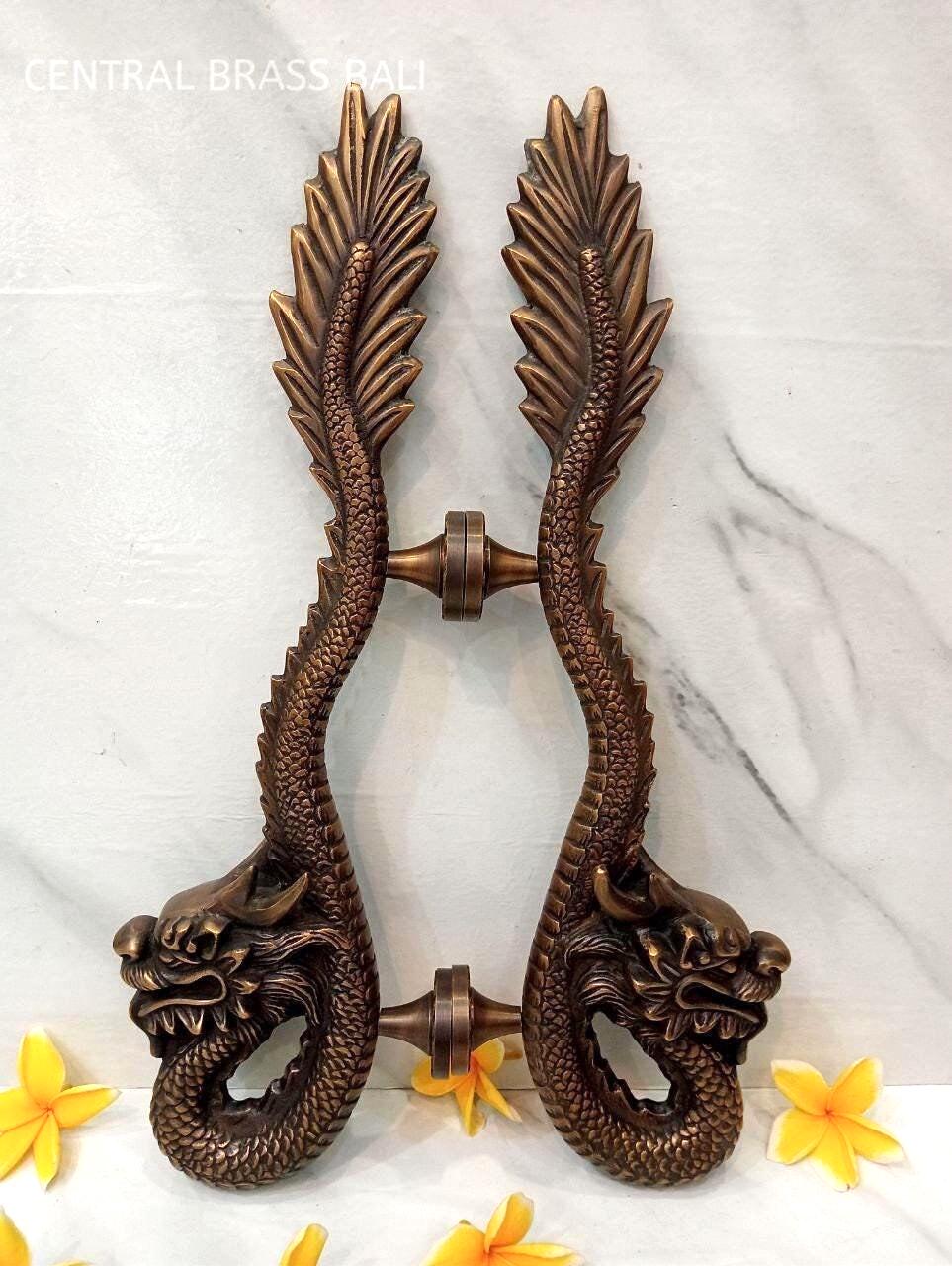 Vintage Dragon Brass Door Handle Set | Bali Furniture Craft