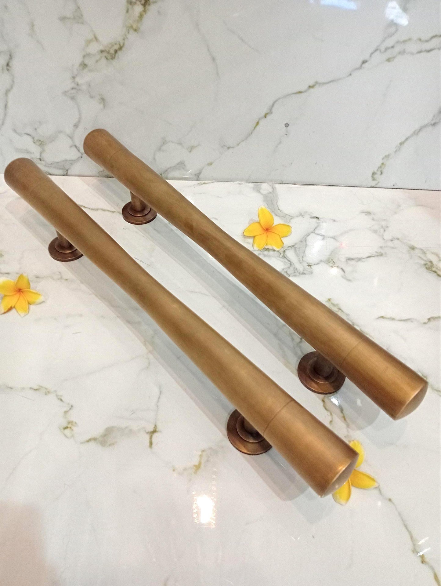 2xpcs Long Solid Brass Door Pull, Antique Main Entrance Handle 60cm
