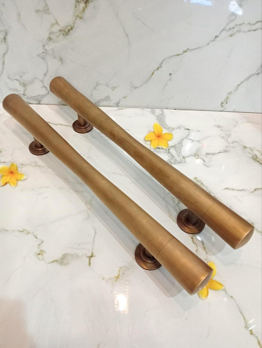 2xpcs Long Solid Brass Door Pull, Antique Main Entrance Handle 60cm