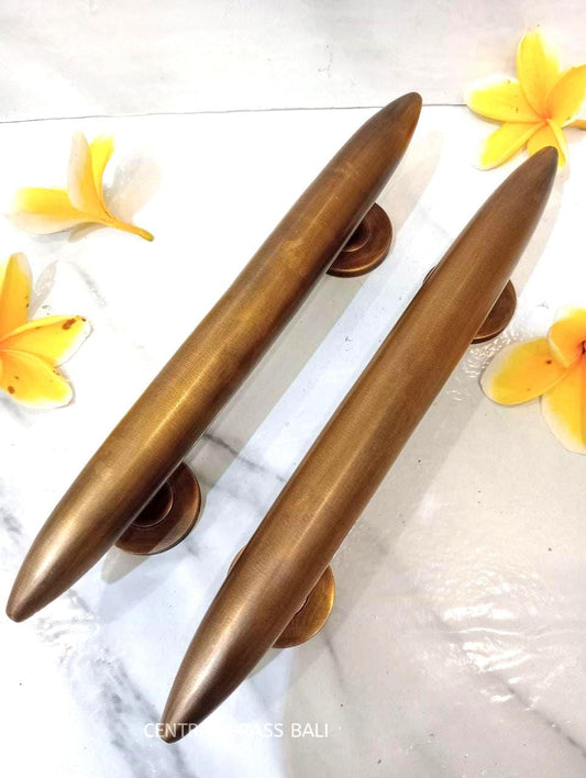 Art Deco Solid Brass Door Pull Handles | 10.6" Tapered Horns, Pair