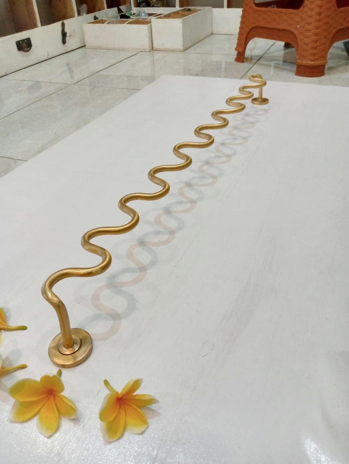 1pcs Solid Brass Wavy Towel Bar 80cm | Luxury Bathroom Towel Holder | Modern Wiggly Towel Rail | Wall Mounted Brass Bath Rack