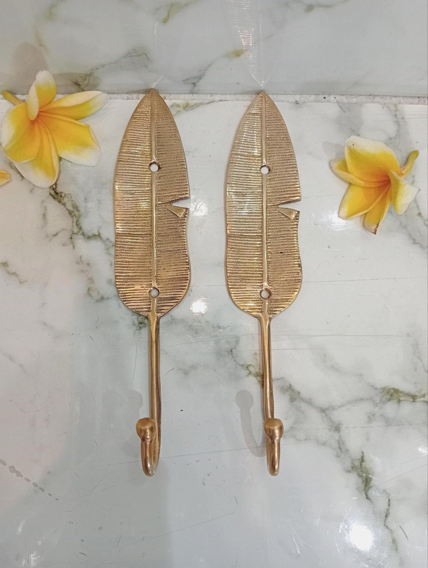 set of 3pcs Brass Banana leafs towel hooks