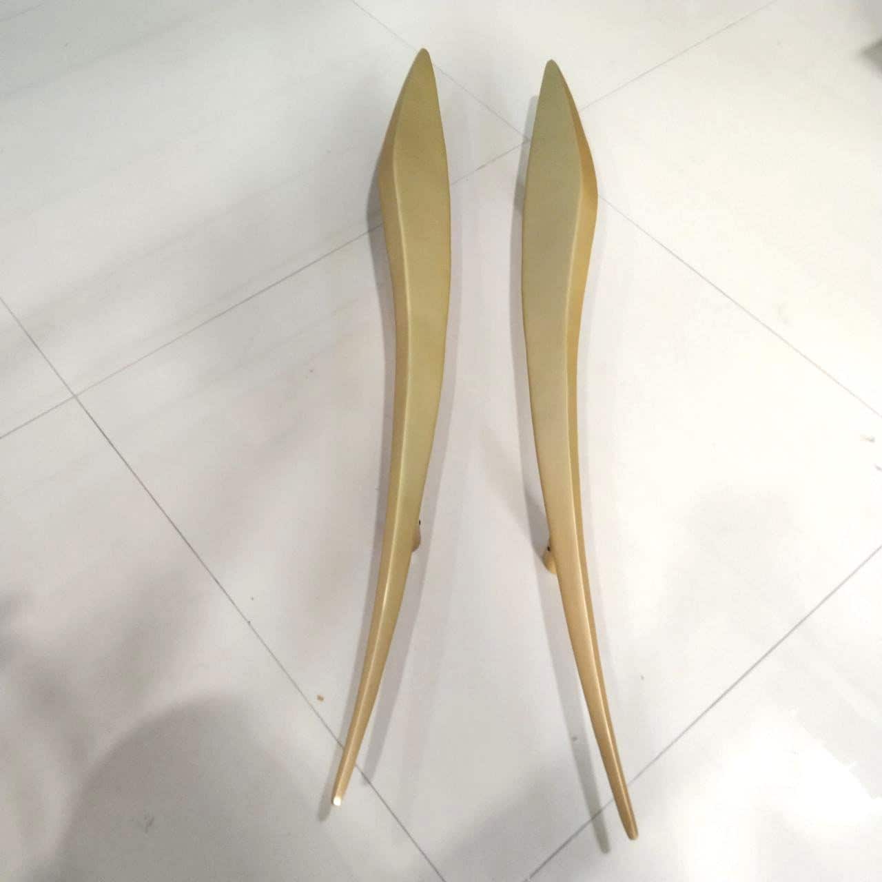 Brass Curved Door Handle, Entry Door Pull (Pair)