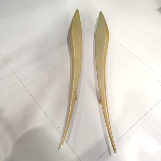 Brass Curved Door Handle, Entry Door Pull (Pair)