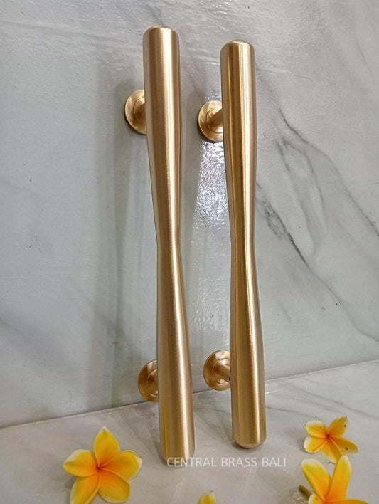Pair Solid Brass Door Handles, 40cm Gold Entry Door Pulls, Large Brass Gate Handles, Modern Hardware