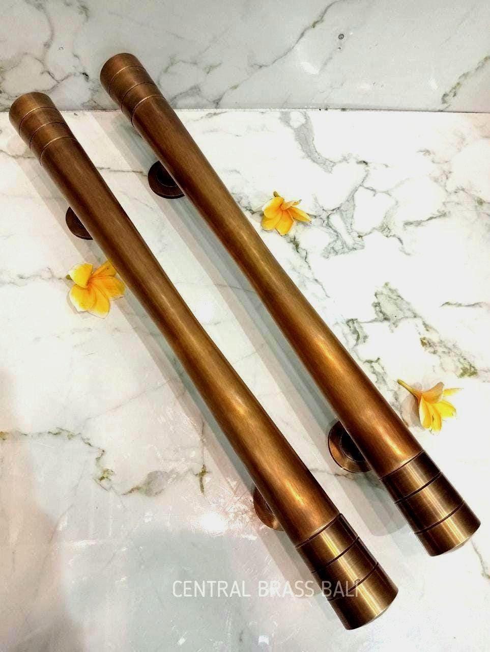 Antique Brass Door Handle 60cm | Solid Brass Entry Door Pull | Modern Main Entrance Handle | Luxury Front Door Hardware | Set of 2
