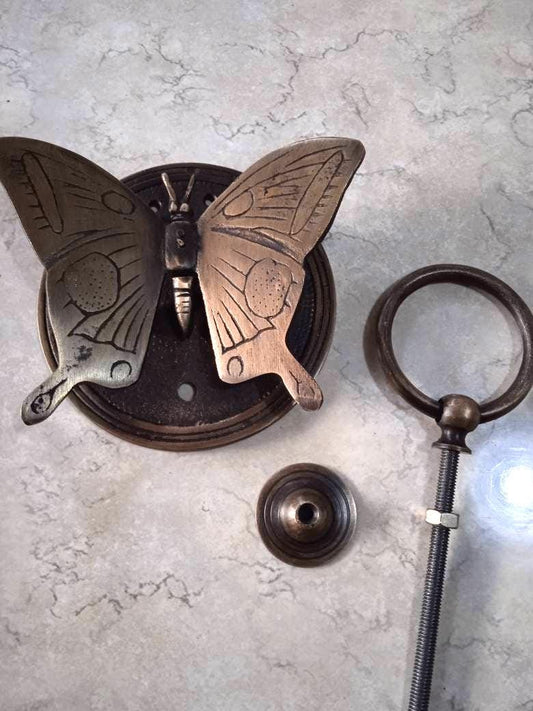 Vintage Brass Butterfly Door Knocker | Solid Brass Front Door Knocker | Decorative Entry Door Hardware | Cottage Home Decor