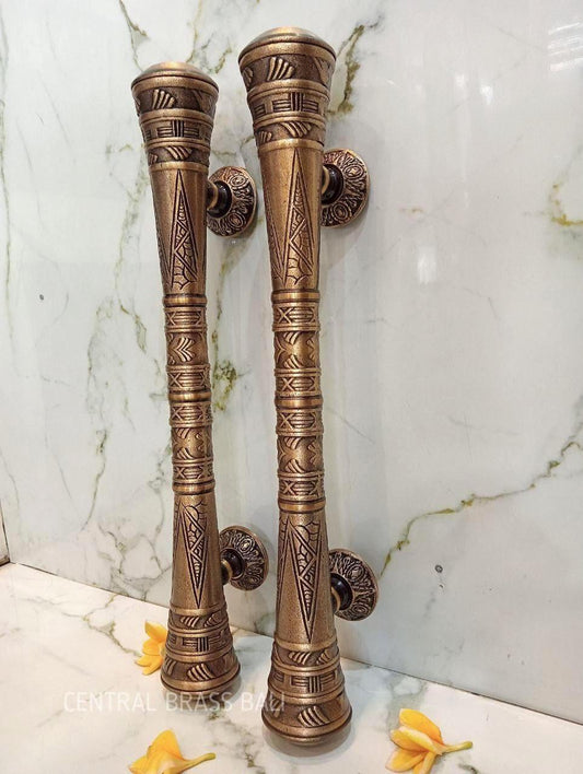 Set of 2pcs 53cm Solid Brass Victorian Door Handle Pulls antique