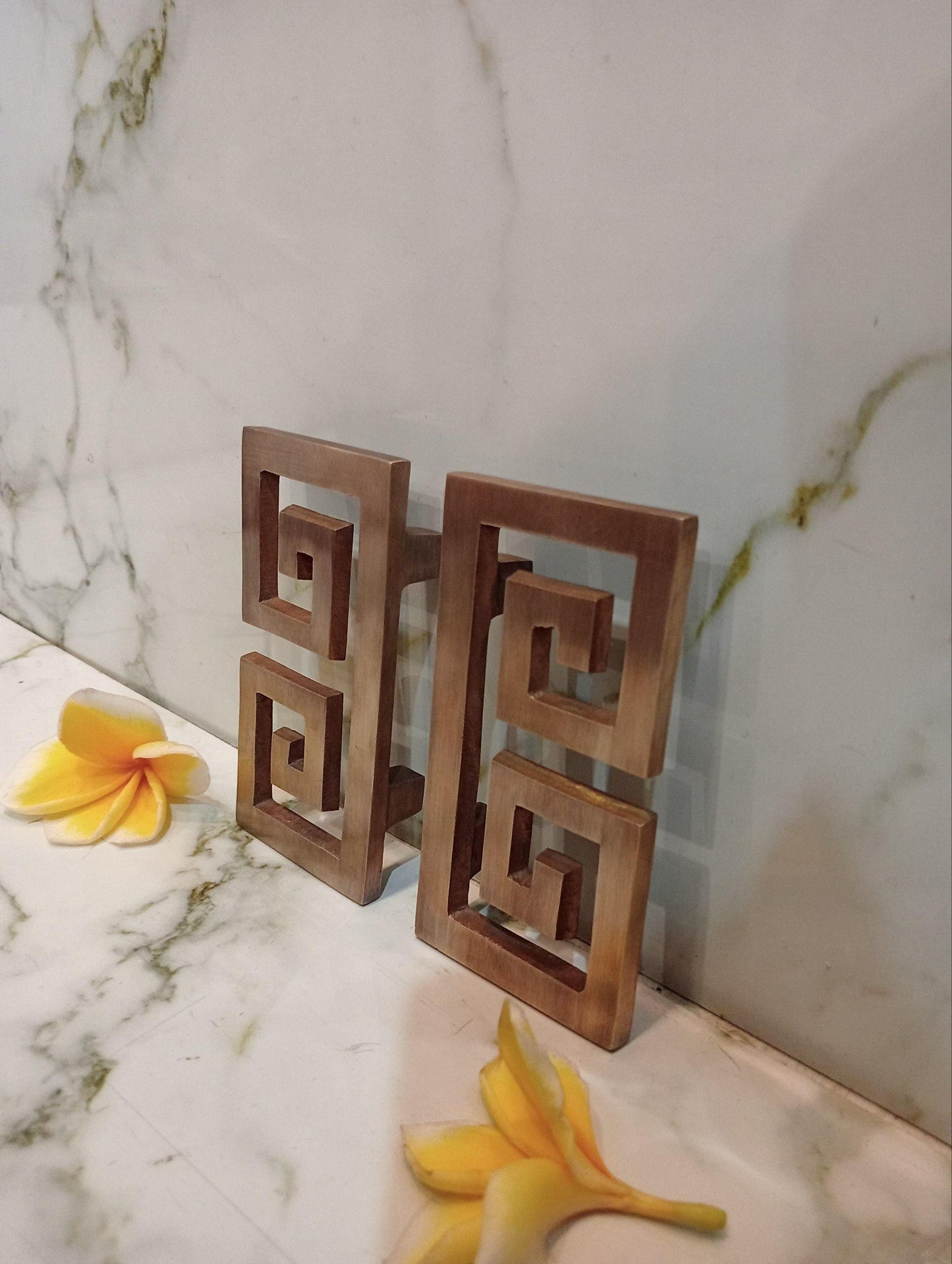 Greek Key Brass Drawer Pull | Modern Geometric Cabinet Handle | Solid Brass Dresser Knob | Luxury Furniture Hardware