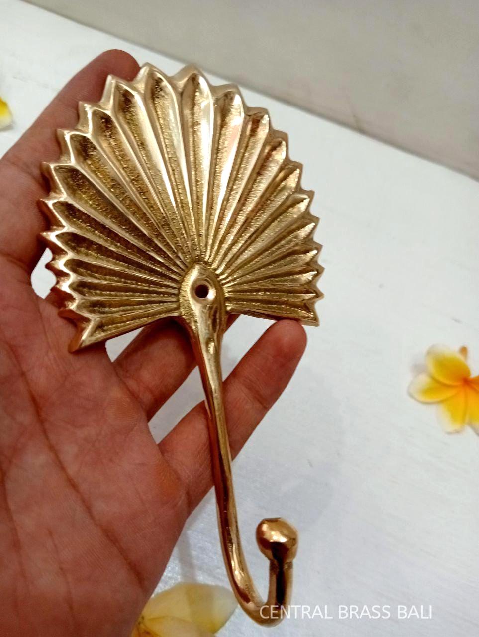 4pcs Solid Brass Palm Fan Wall Hook | Tropical Bathroom Towel Hook | Gold Coat Hook | Entryway Storage Organizer | Luxury Decor