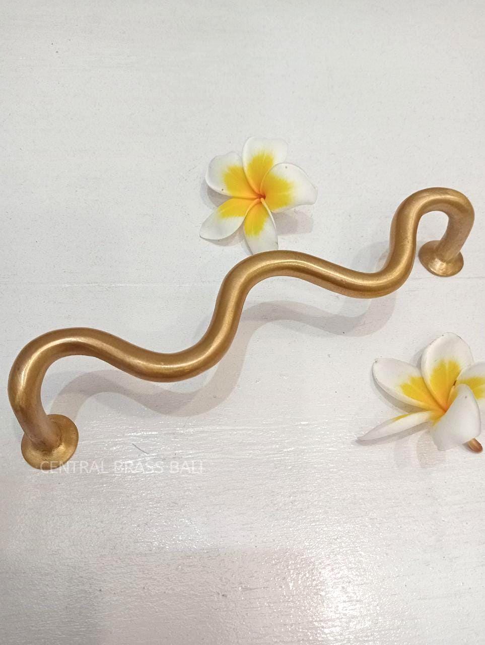 Set of 4pcs Solid Brass Wavy Cabinet Handles 21cm | Gold Modern Drawer Pulls | Luxury Kitchen Cabinet Hardware