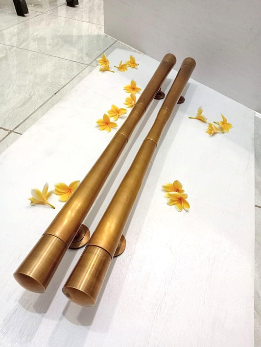 2pcs Vintage Solid Brass Door Pull Handle 35.43" | Long Entry Door Handle | Modern Farmhouse Front Door Pull | Heavy Brass Hardware