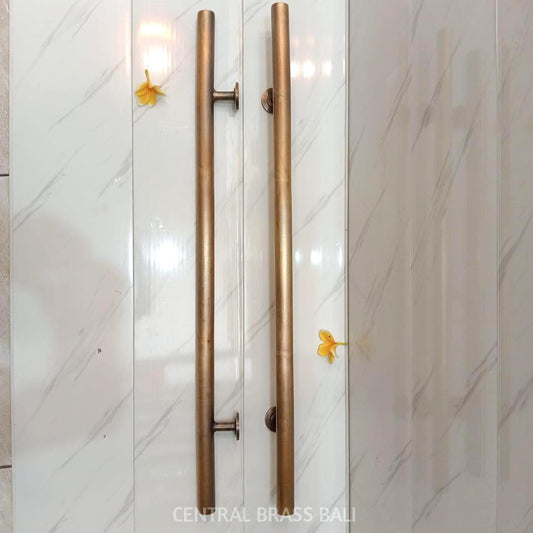 2x pcs  Vintage Brass Door Handles – 35.43" Plain Gold Door Pulls