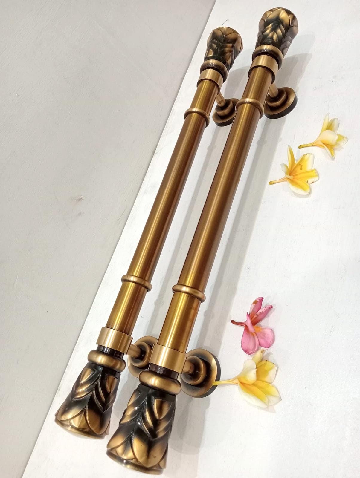2x Solid Brass Pineapple Door Handles, 60cm Entryway Pulls
