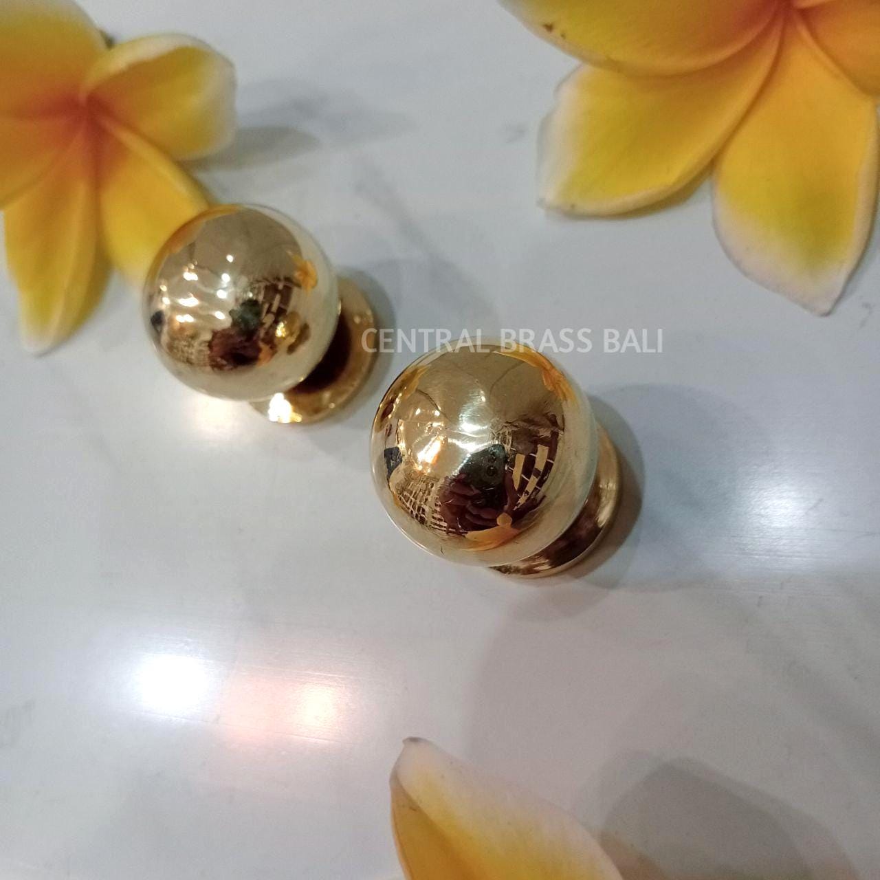 Set of 10 Solid Brass Round Cabinet Knobs, Polished Gold Drawer Pulls, Minimalist Kitchen Hardware, Modern Furniture Knobs