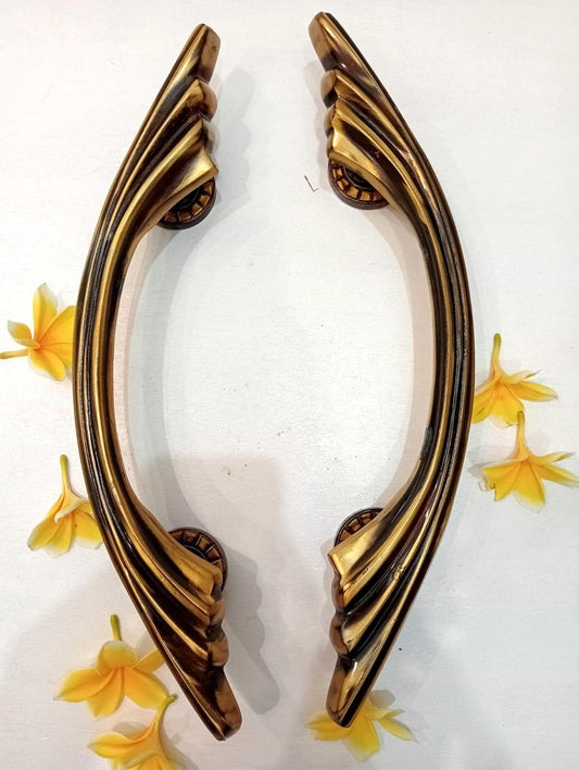 Solid Brass Front Door Handle Pair, Sculptural Twisted Entry Door Pull, Luxury Main Entrance Handle, Modern Art Deco Hardware