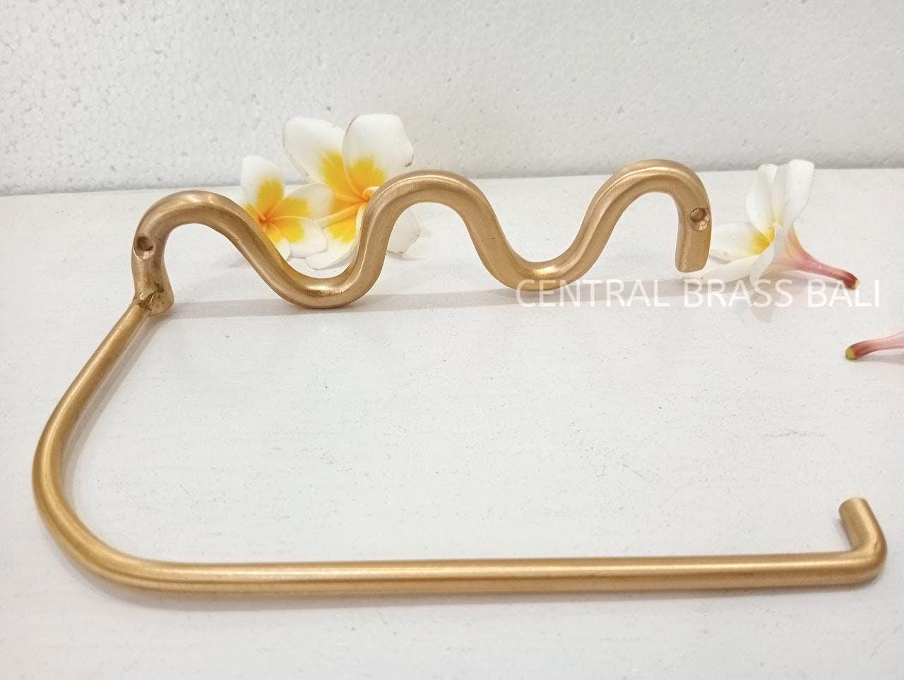 2x Solid Brass Wavy Toilet Paper Holder, Gold Bathroom Decor