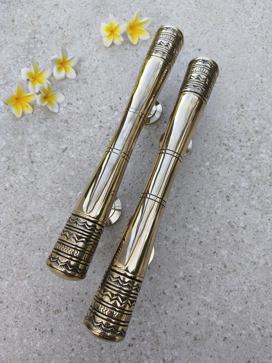 2pcs Bali Handle Style Solid Brass Door Handle Pair with Polished Brass, Luxury Front Entry Door Pull, Gold Brass Victorian style 40cm