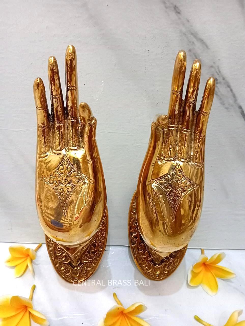 Polished Brass Buddha Hand Door Handle, Gyan Mudra Pull, Spiritual Home Decor, Solid Brass Entry Hardware