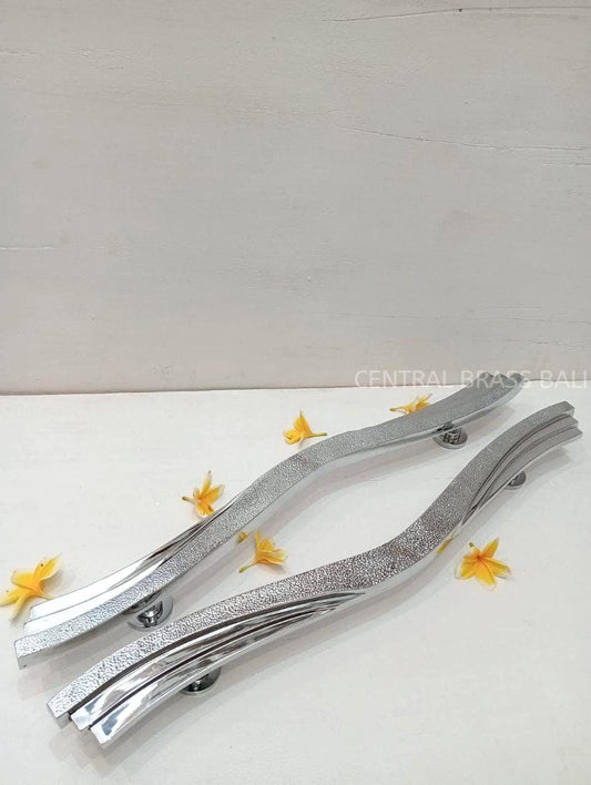 2pcs Silver Wavy Door Handle, Modern Entry Door Pull, Unique Sculptural Door Hardware, Contemporary Main Door Handle, Statement Door Pull