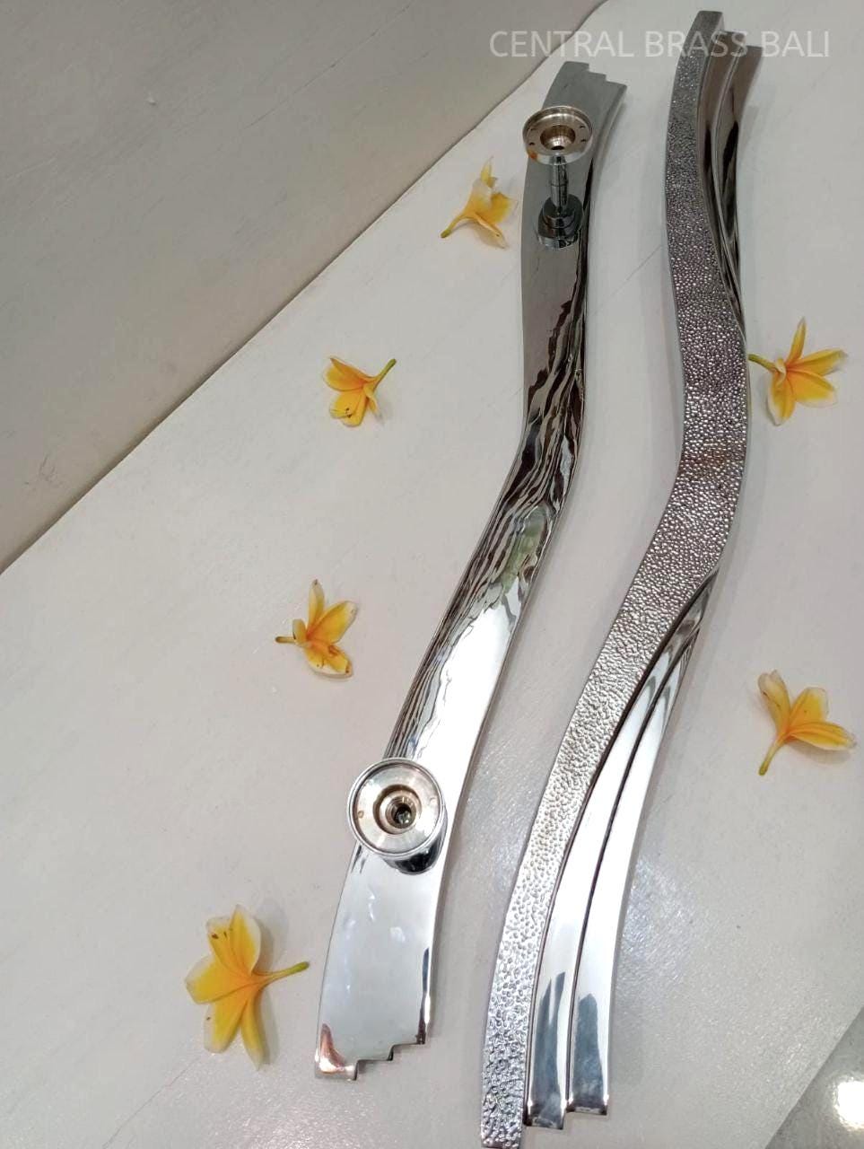 2pcs Silver Wavy Door Handle, Modern Entry Door Pull, Unique Sculptural Door Hardware, Contemporary Main Door Handle, Statement Door Pull