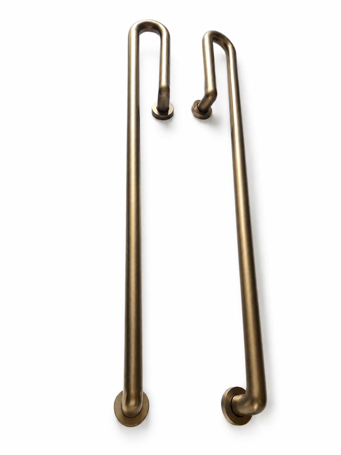 Extra Long Solid Brass Door Handle Pair, Modern Minimalist Entry Door Pull, Brushed Antique Brass Front Door Hardware 90cm