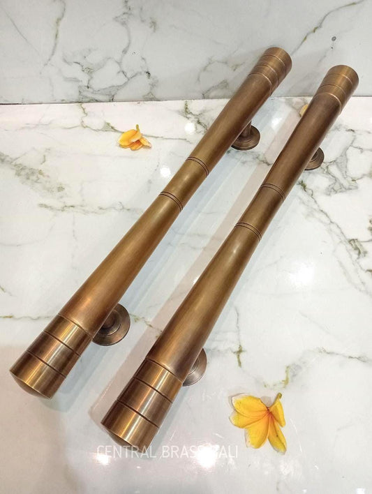Set of 2 Vintage Plain Brass Door Handles 60cm | Antique Solid Brass Entry Door Pulls | Front Door Handle | Main Entrance Pull