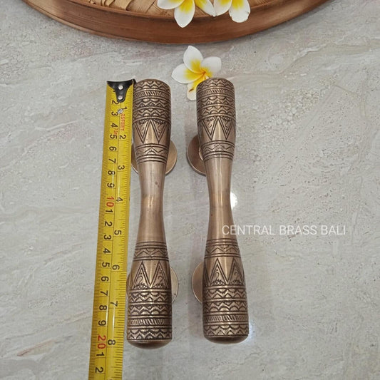 2pcs Vintage Egypt Carved Brass Door Handles, Antique Victorian Entry Pulls, Ornate Solid Brass Cabinet & Door Hardware
