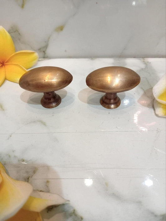 10pcs Solid Brass Oval Cabinet Knob | Antique Brass Egg Shape Drawer Knob | Vintage Dresser Pull | Kitchen Cabinet Handle