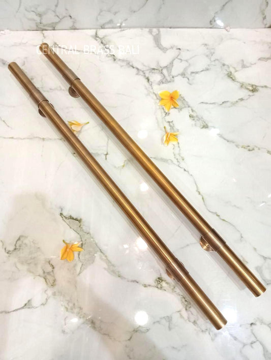 90cm Set of 2 Solid Brass Long Door Pull Handles | Modern Minimalist Entry Door Handles |  Antique Brass Front Door Pull