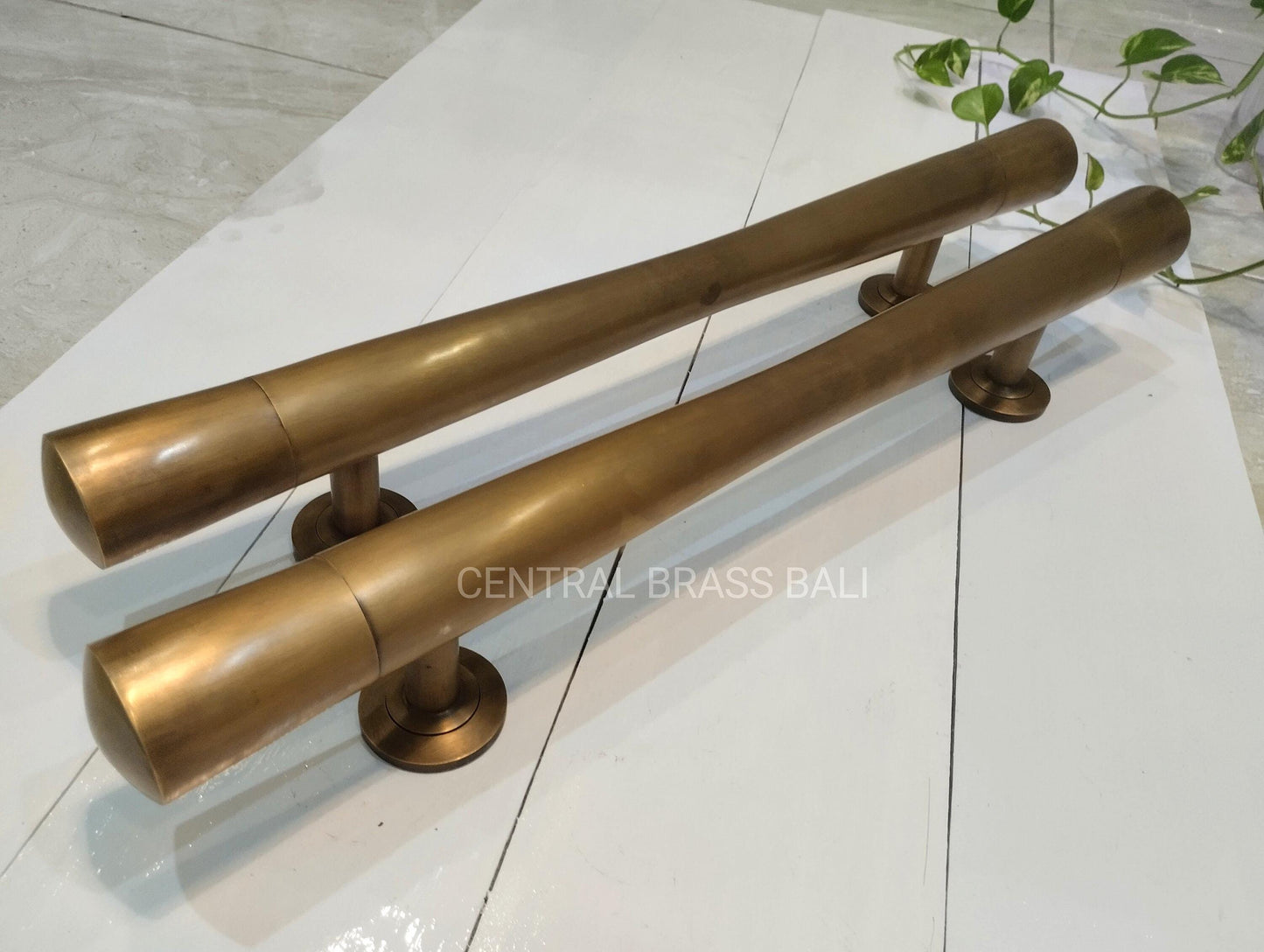 Antique Brass Long Plain Door Handle, Solid Brass Main Entry Door Pull, Large Front Entrance Handle, Minimalist Luxury Door Hardware 60cm