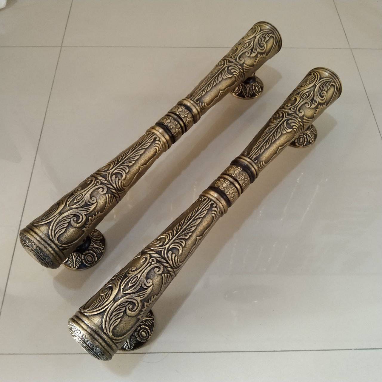 2pcs Victorian Brass Entry Door Handle, Classic Detail, statement front door handle, grand entrance handle, decorative front door hardware
